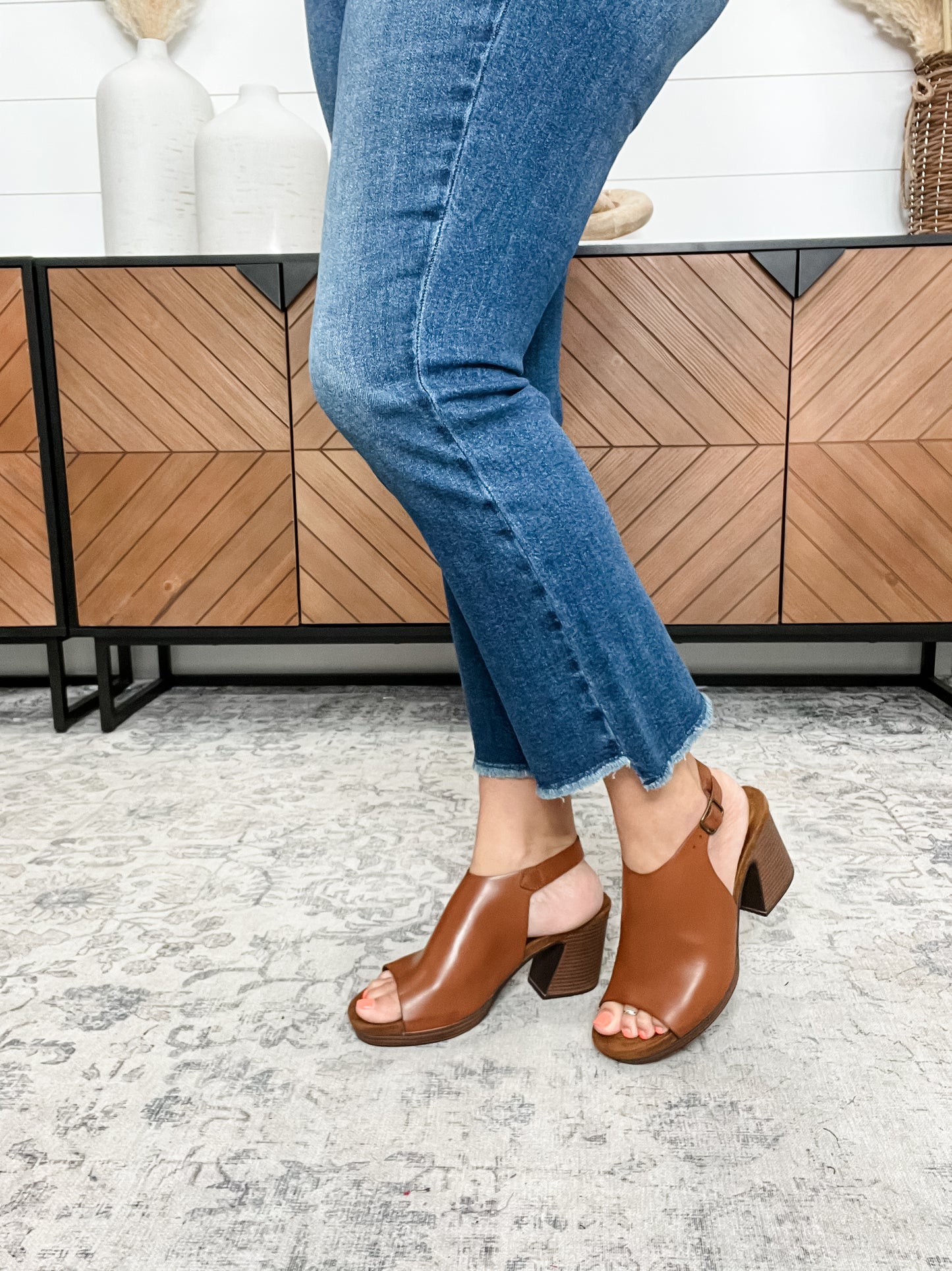 Pierre Dumas "Morgen" Block Heel Sandal (Cognac)