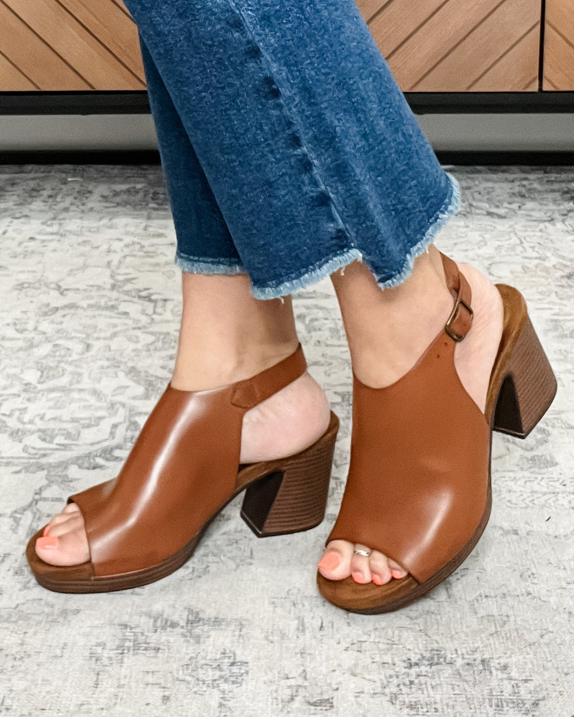 Pierre Dumas "Morgen" Block Heel Sandal (Cognac)