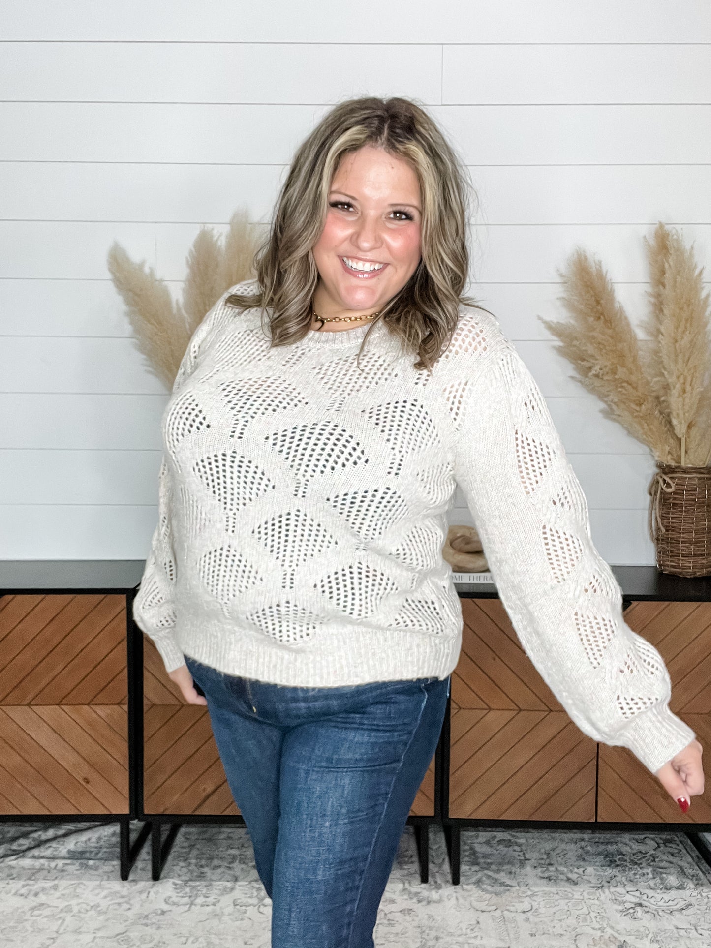 "Hop Along" Wide Weft Long Sleeve Sweater