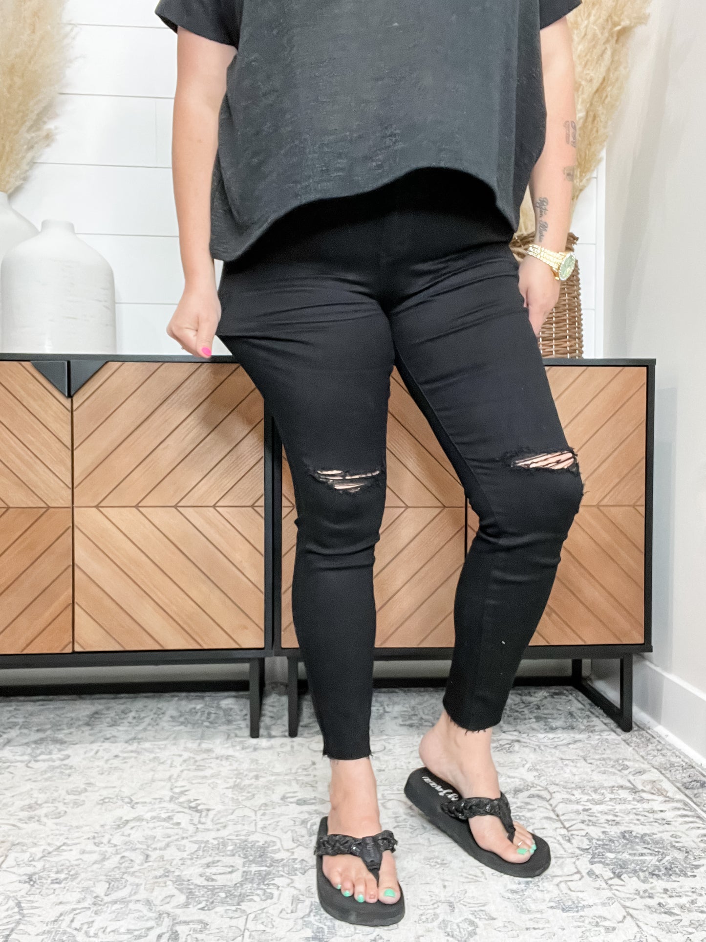 Judy Blue "Truth or Dare" Black Skinny Jeans