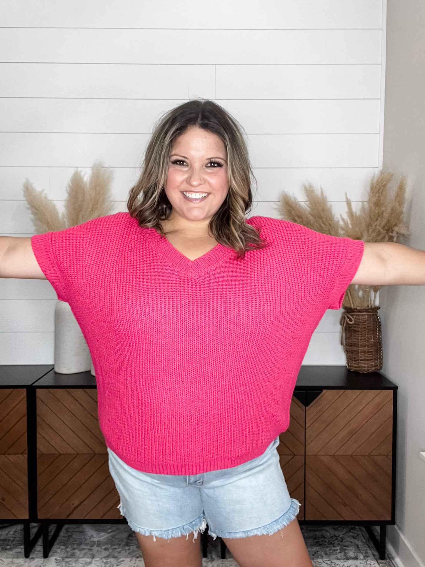 "Catching" Dolman Style V Neck Sweater
