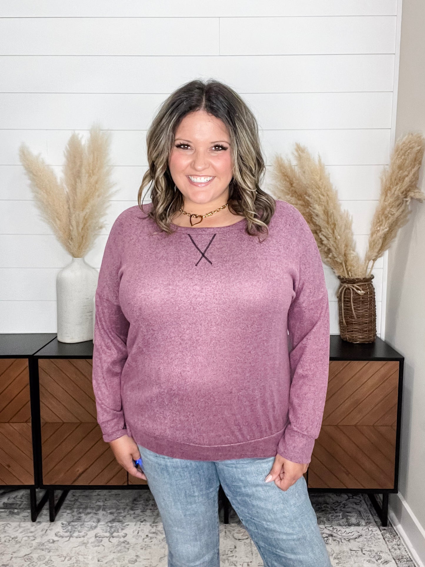 "Hopeful" Long Sleeve Weekender (Mauve)
