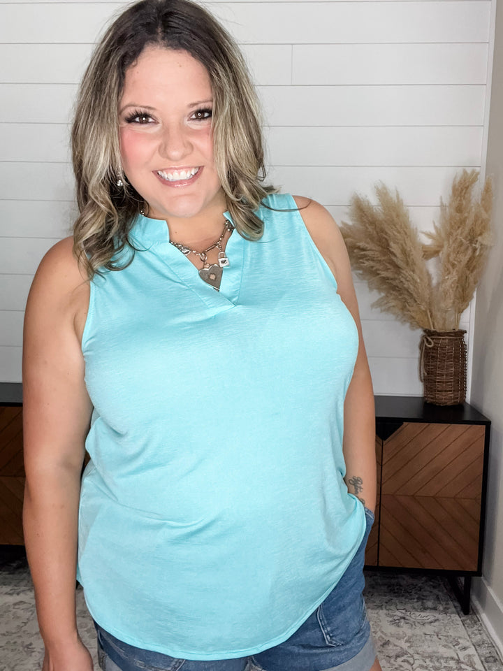 "Giddy" Solid Sleeveless Lizzy (Neon Blue)