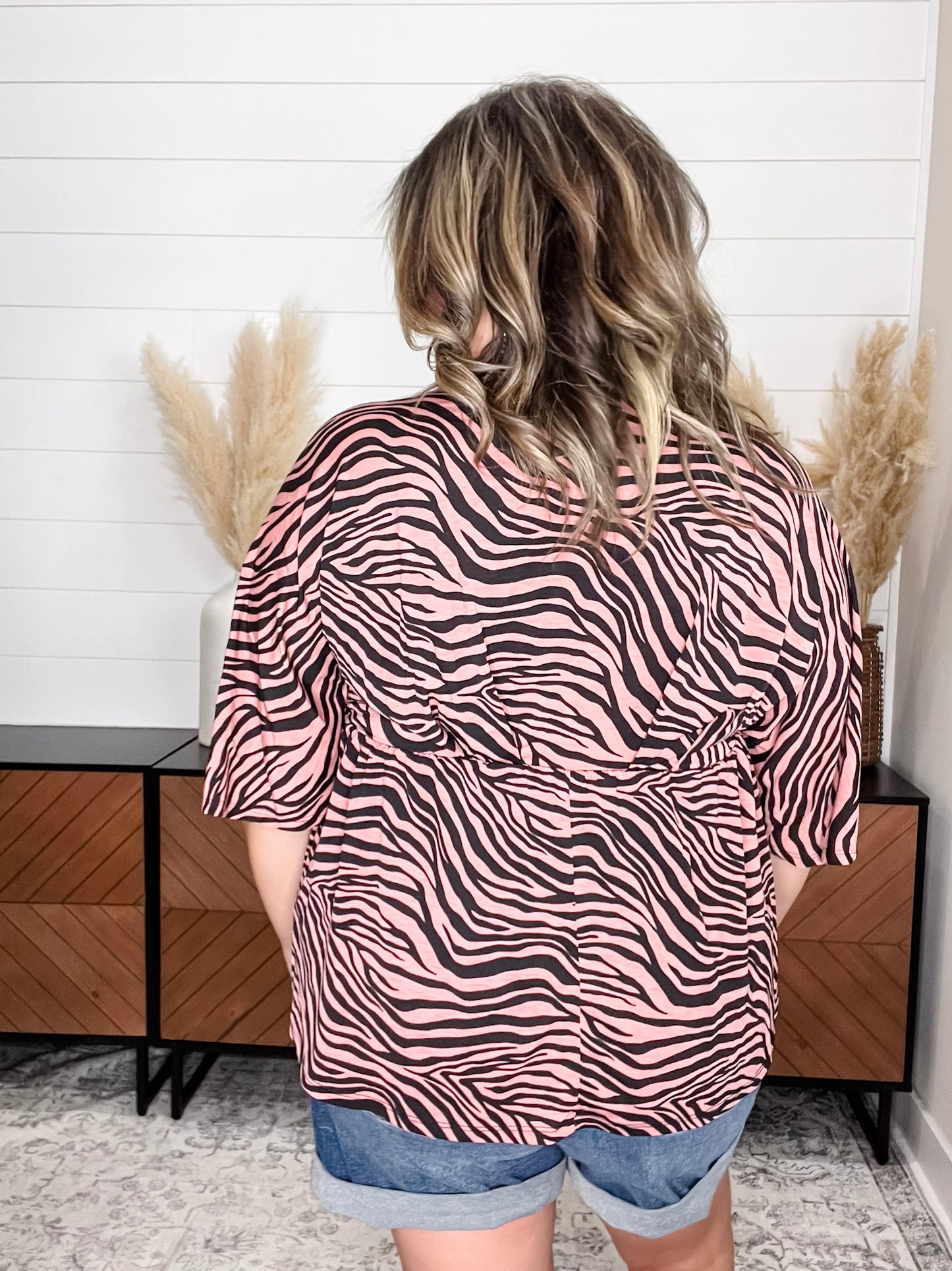 "Bellamy" Animal V Neck 3/4 Bell Sleeve