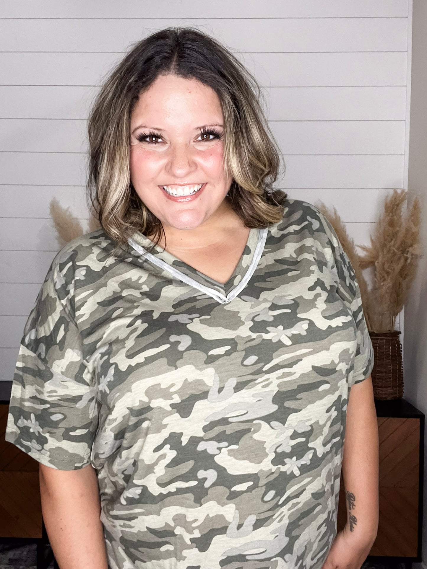 Pol - "Multiple" Camo V Neck