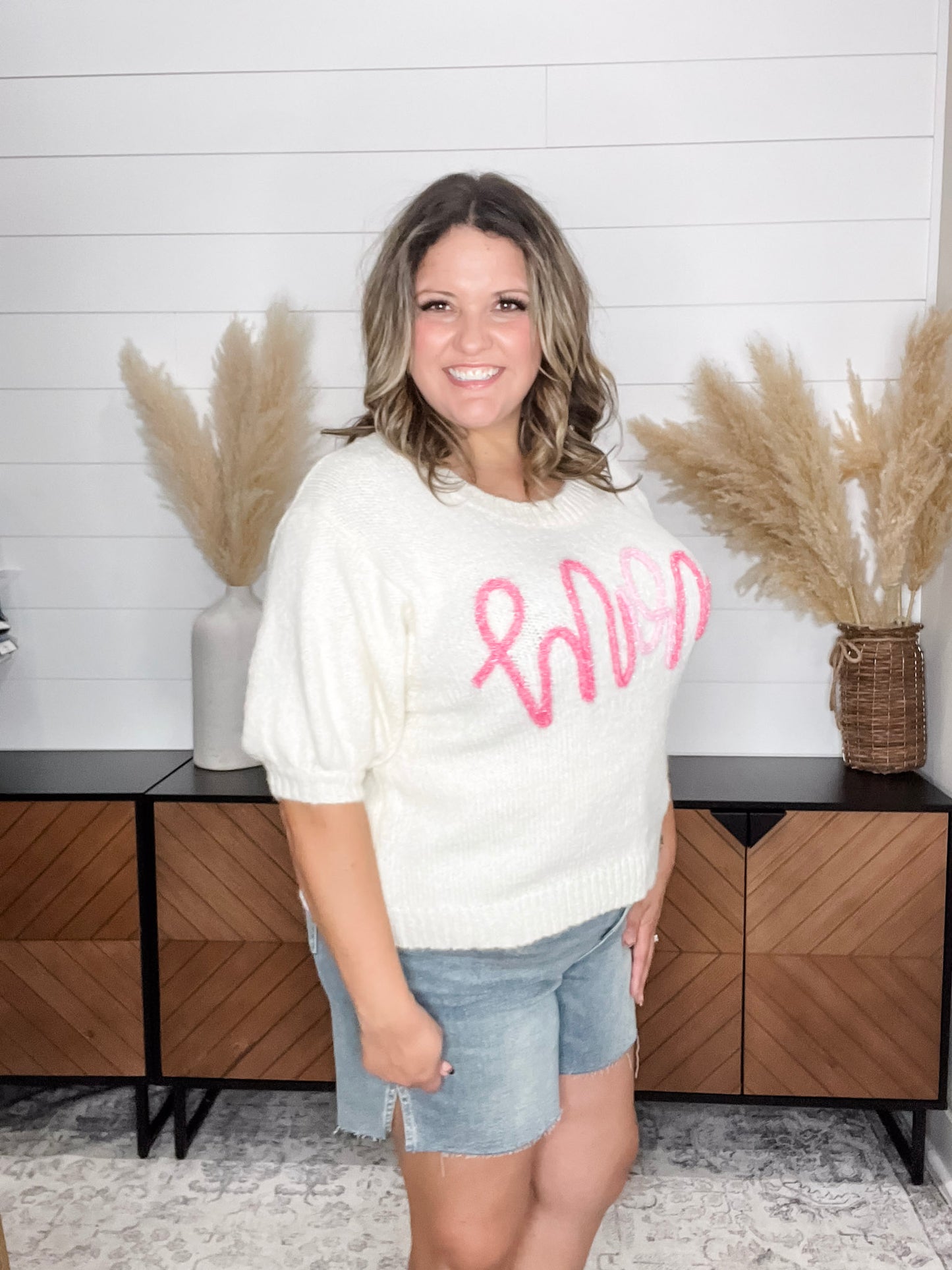 "Mom" Short Sleeve Sweater
