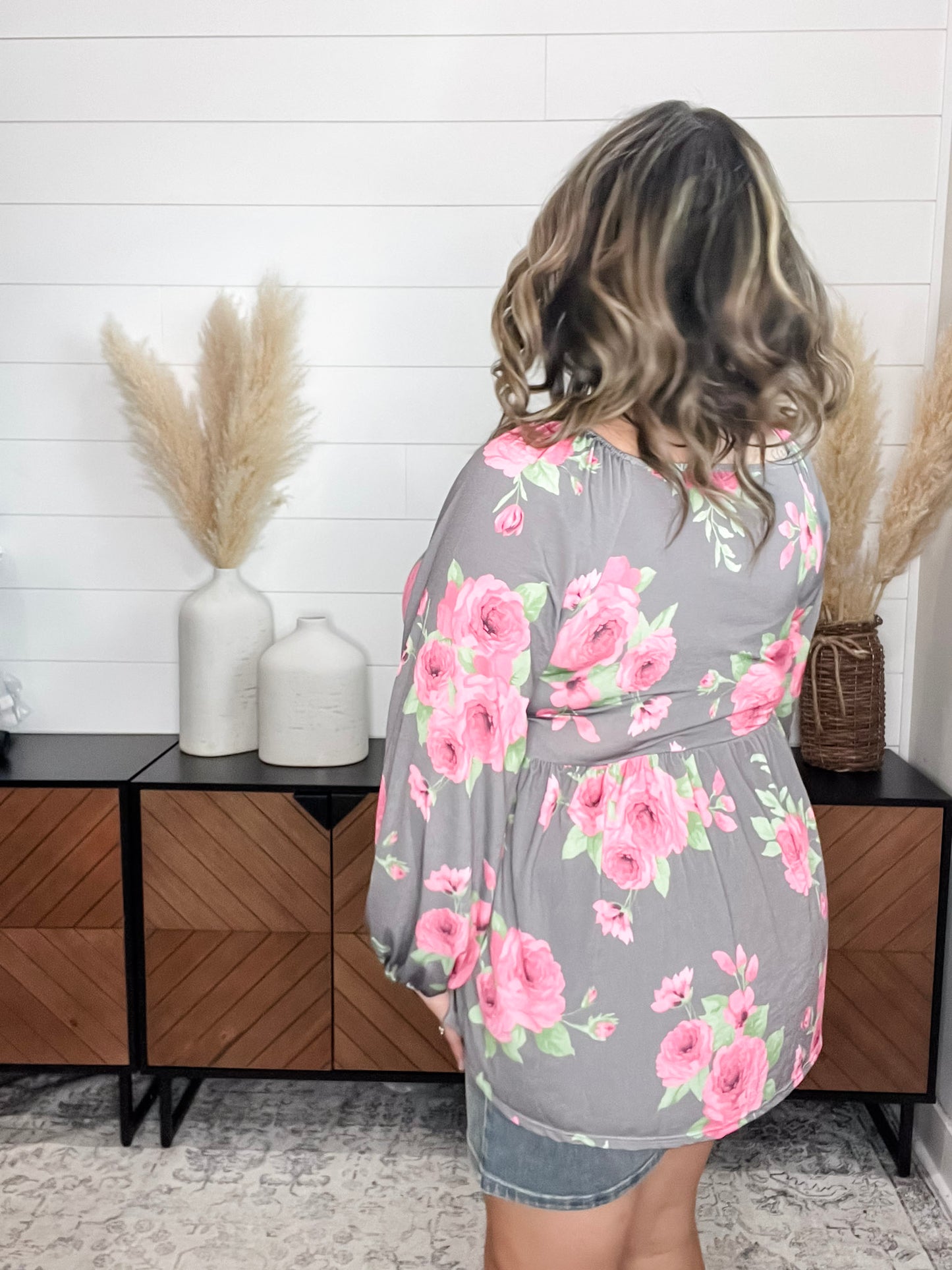 "Untold" Long Sleeve V Neck Babydoll