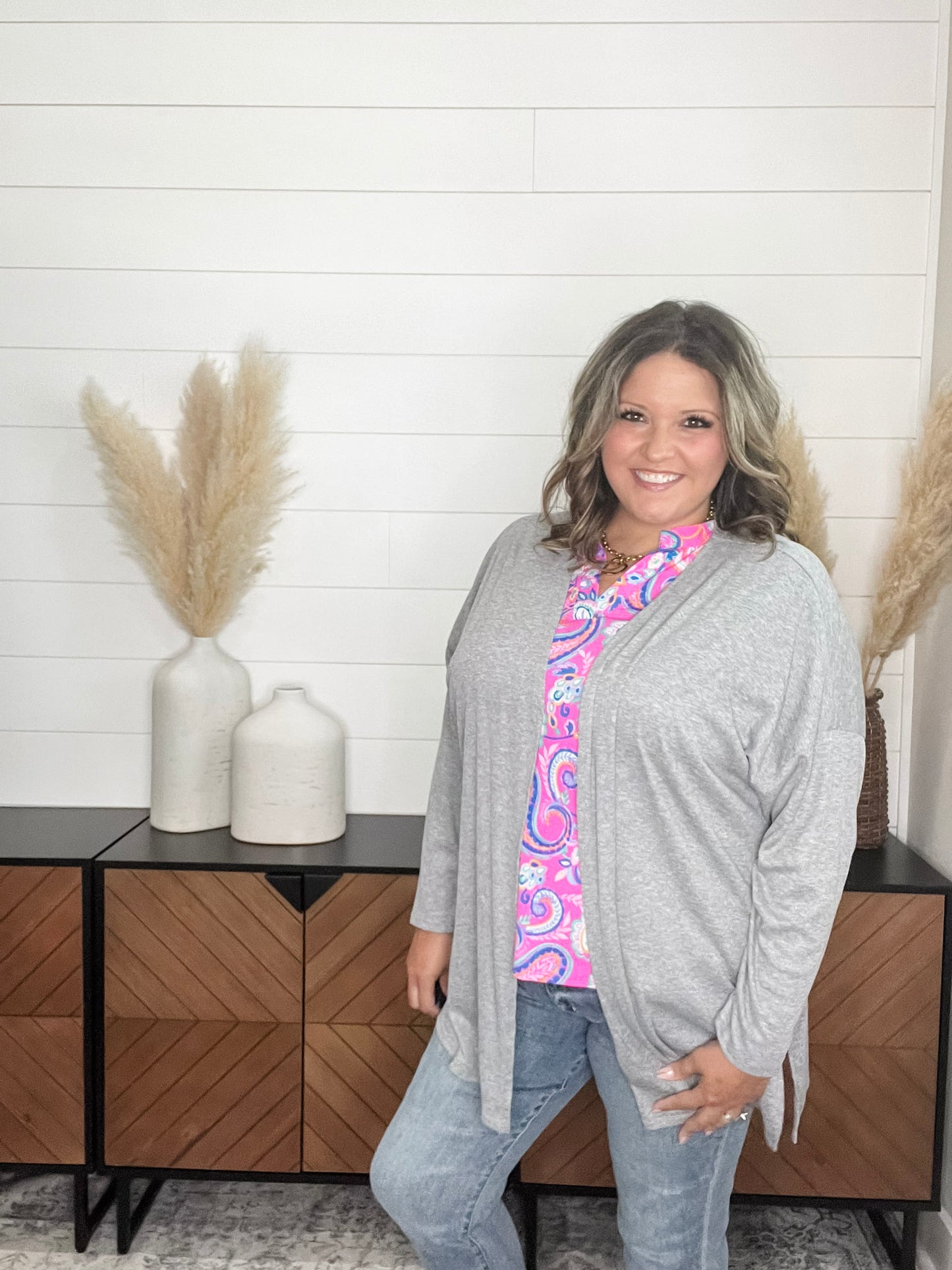 Ribbed Cardigan (Heather Grey)