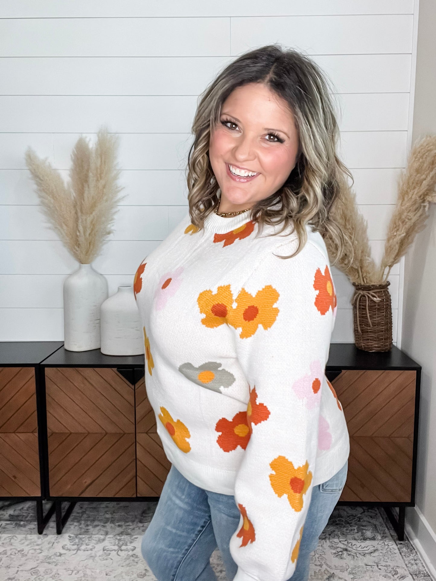 "Felicia" Fall Floral Long Sleeve Sweater
