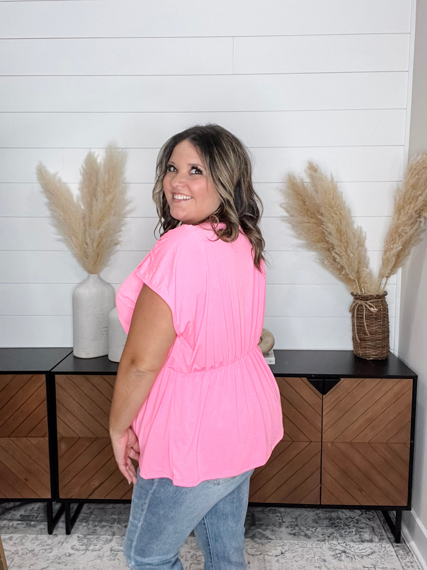 "It Counts" Solid Sleeveless Dreamer (Neon Pink)
