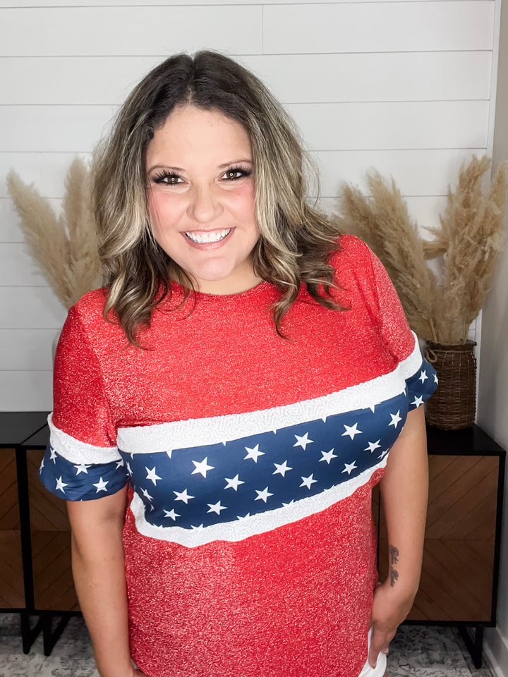 "Boom" Short Sleeve Sequin, Glitter and Shine