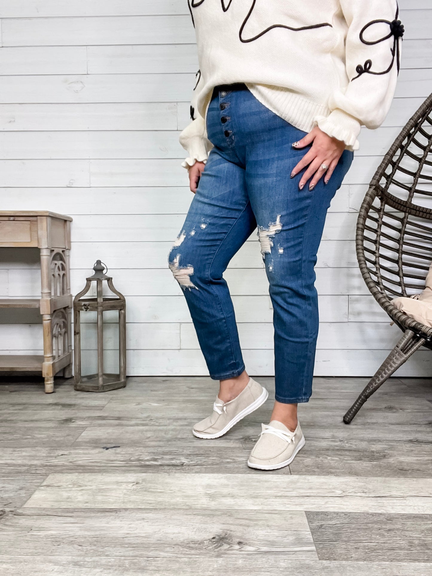 Judy Blue "She's A Wild One" Buttonfly Boyfriend Jean