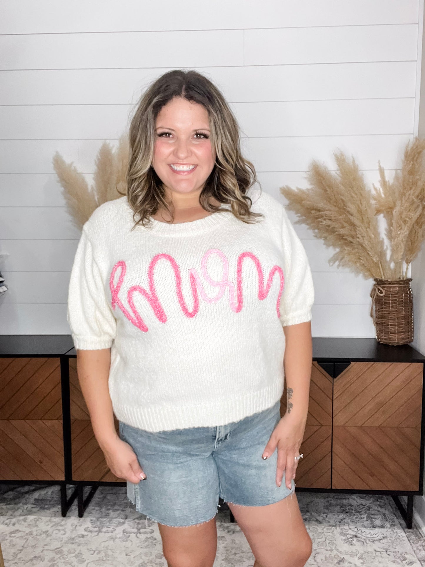 "Mom" Short Sleeve Sweater