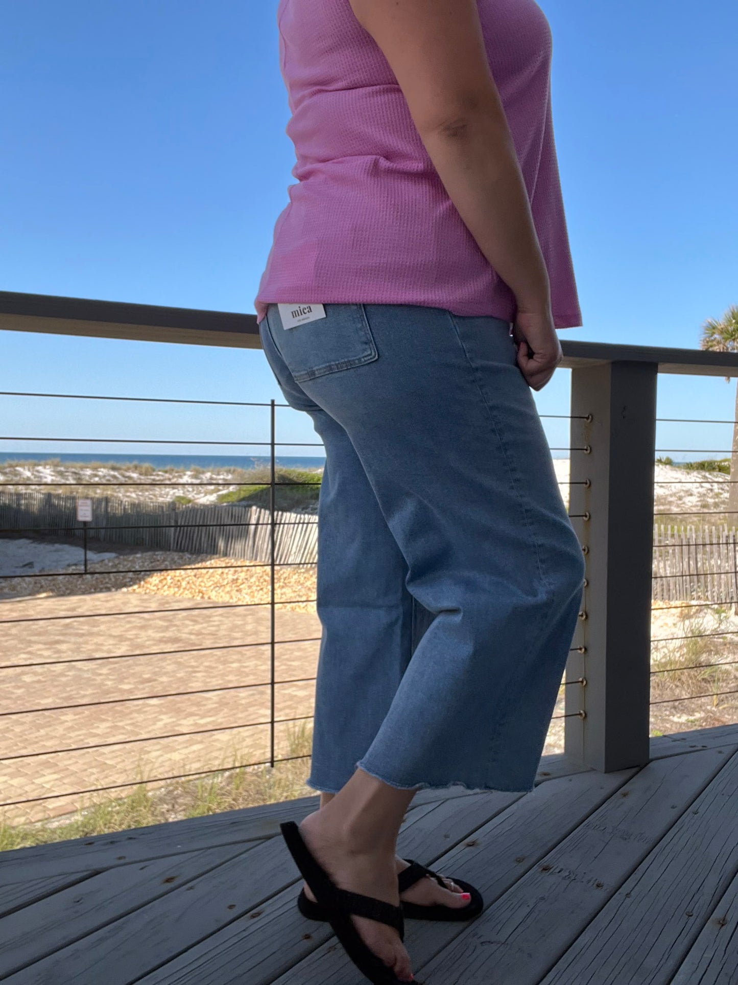 Mica Denim Wide Leg Jeans with square pocket detail