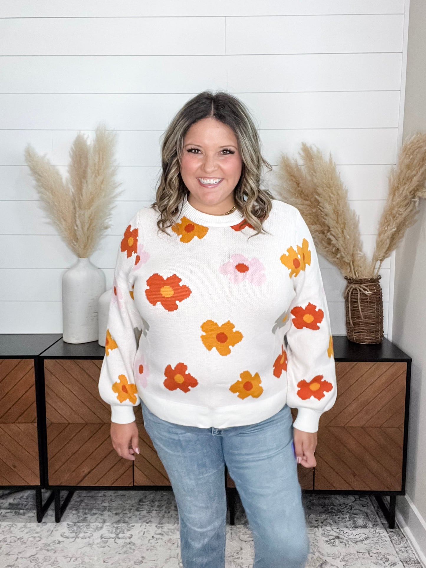 "Felicia" Fall Floral Long Sleeve Sweater