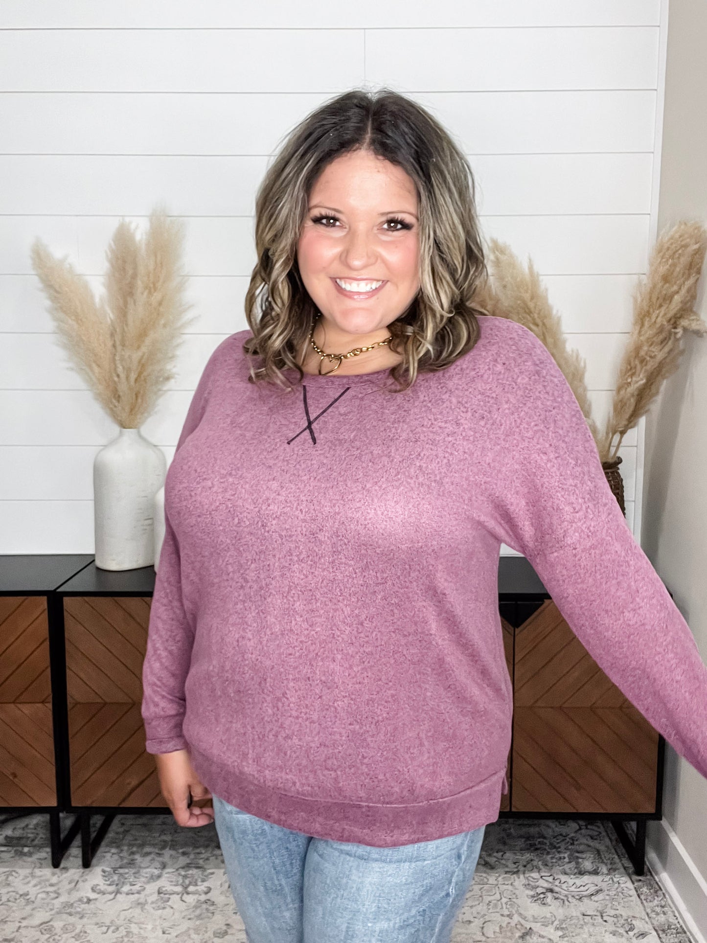 "Hopeful" Long Sleeve Weekender (Mauve)