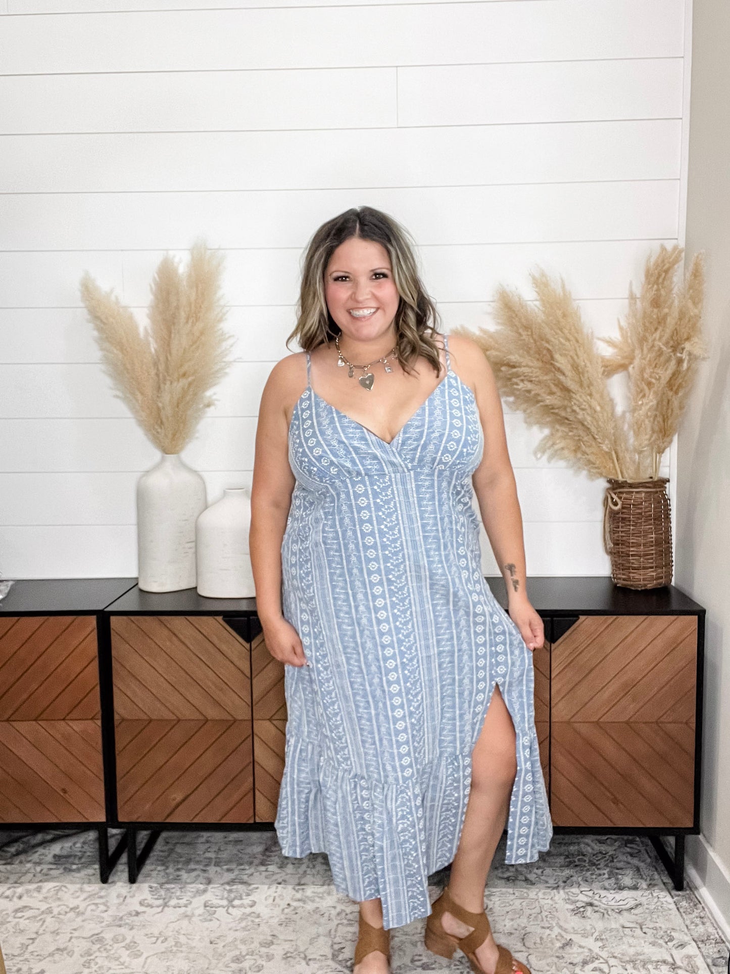 "Small Town" Embroidered Maxi Slip Dress