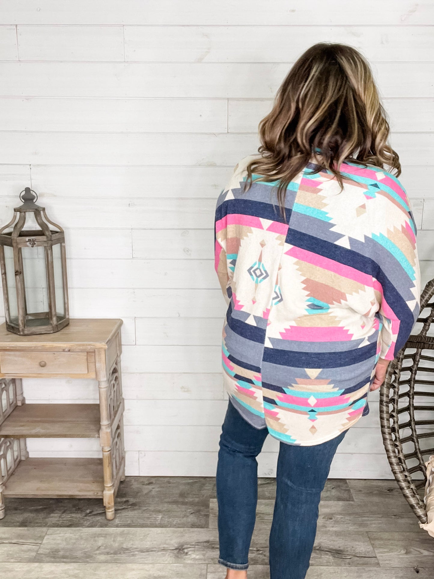 3/4 Sleeve Dolman Style Aztec Cardigan