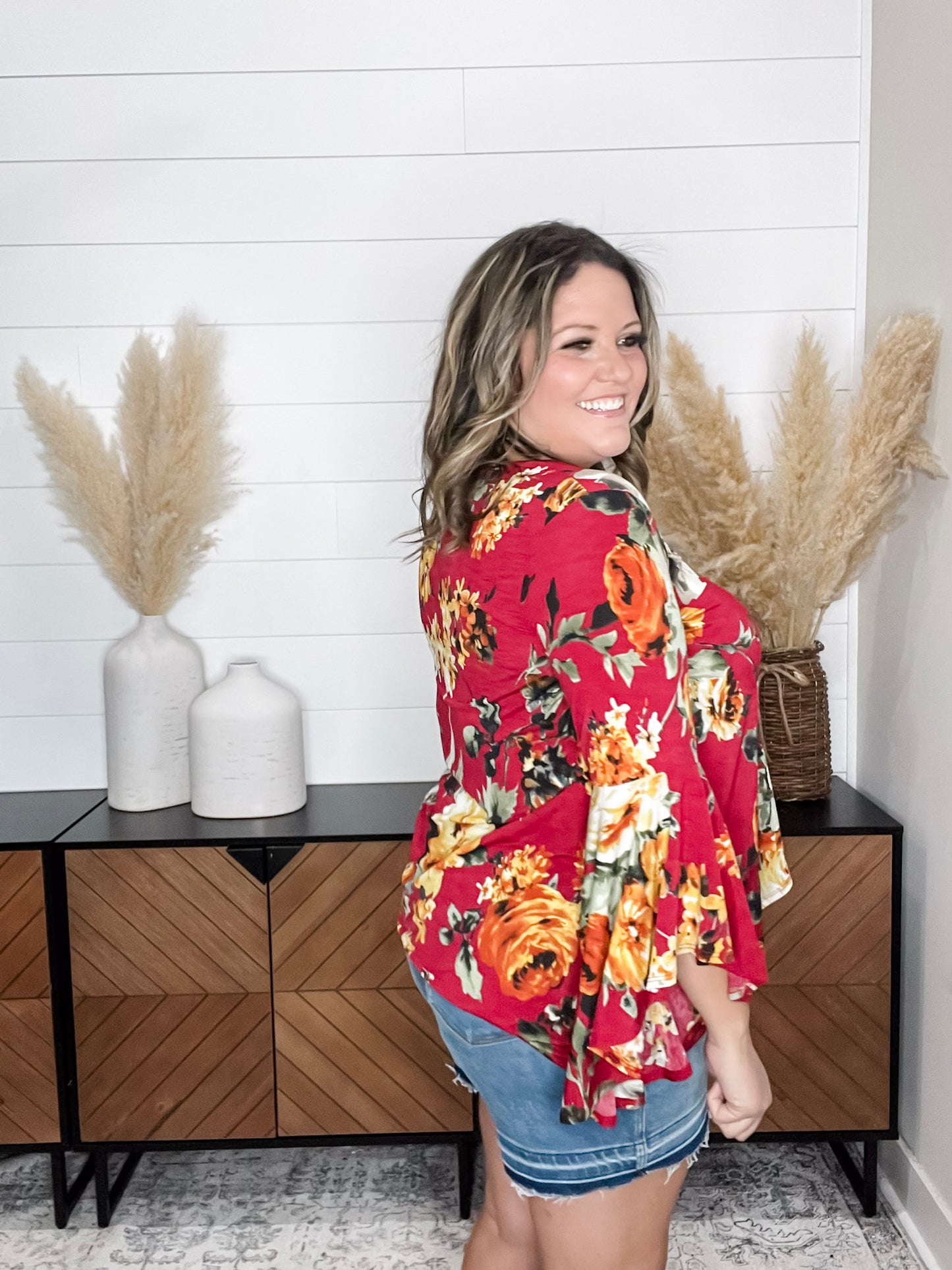 "Crisp" Bell Sleeve V Neck