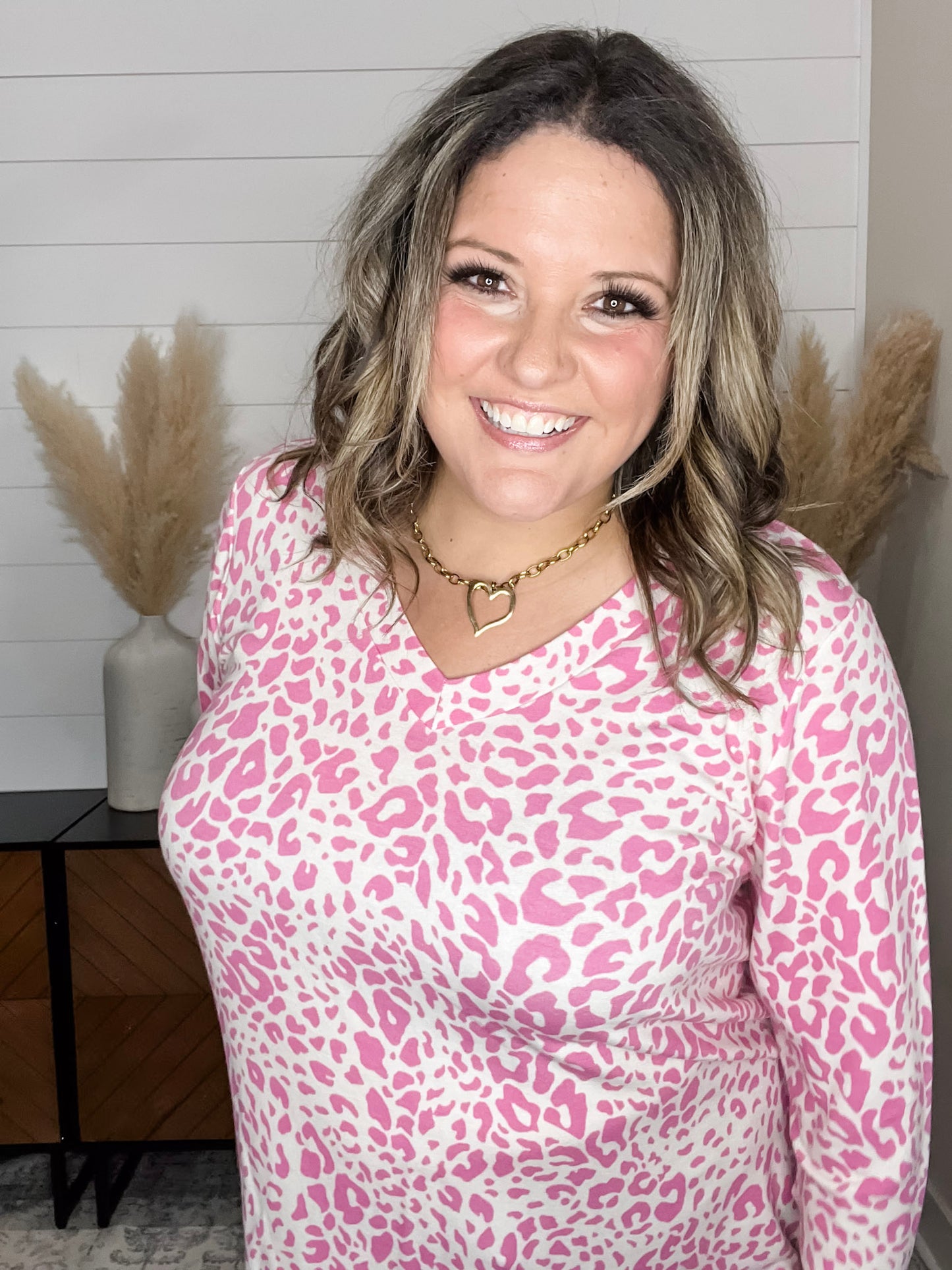 "Without A Doubt" 3/4 Sleeve Animal Print V Neck