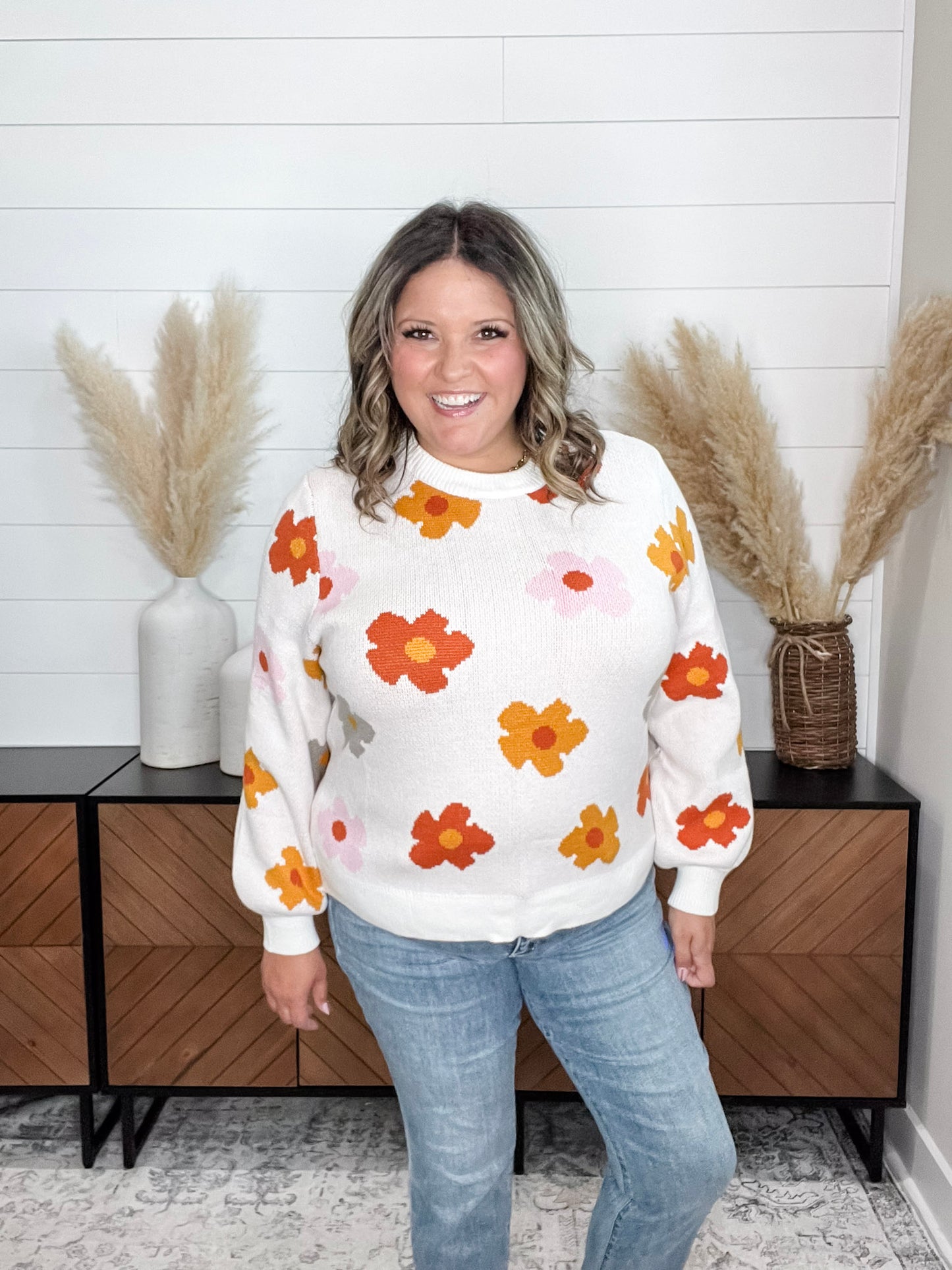 "Felicia" Fall Floral Long Sleeve Sweater