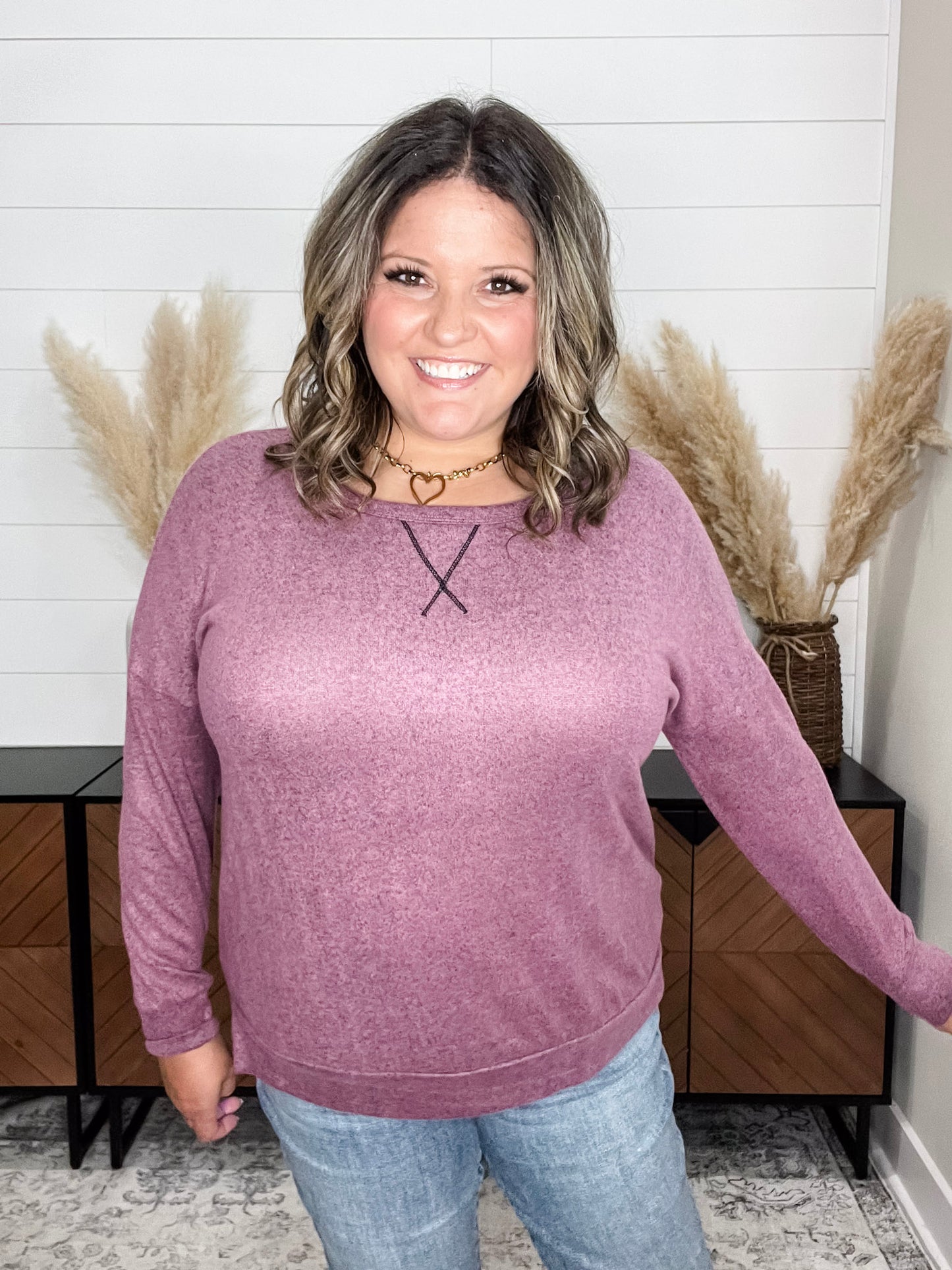 "Hopeful" Long Sleeve Weekender (Mauve)