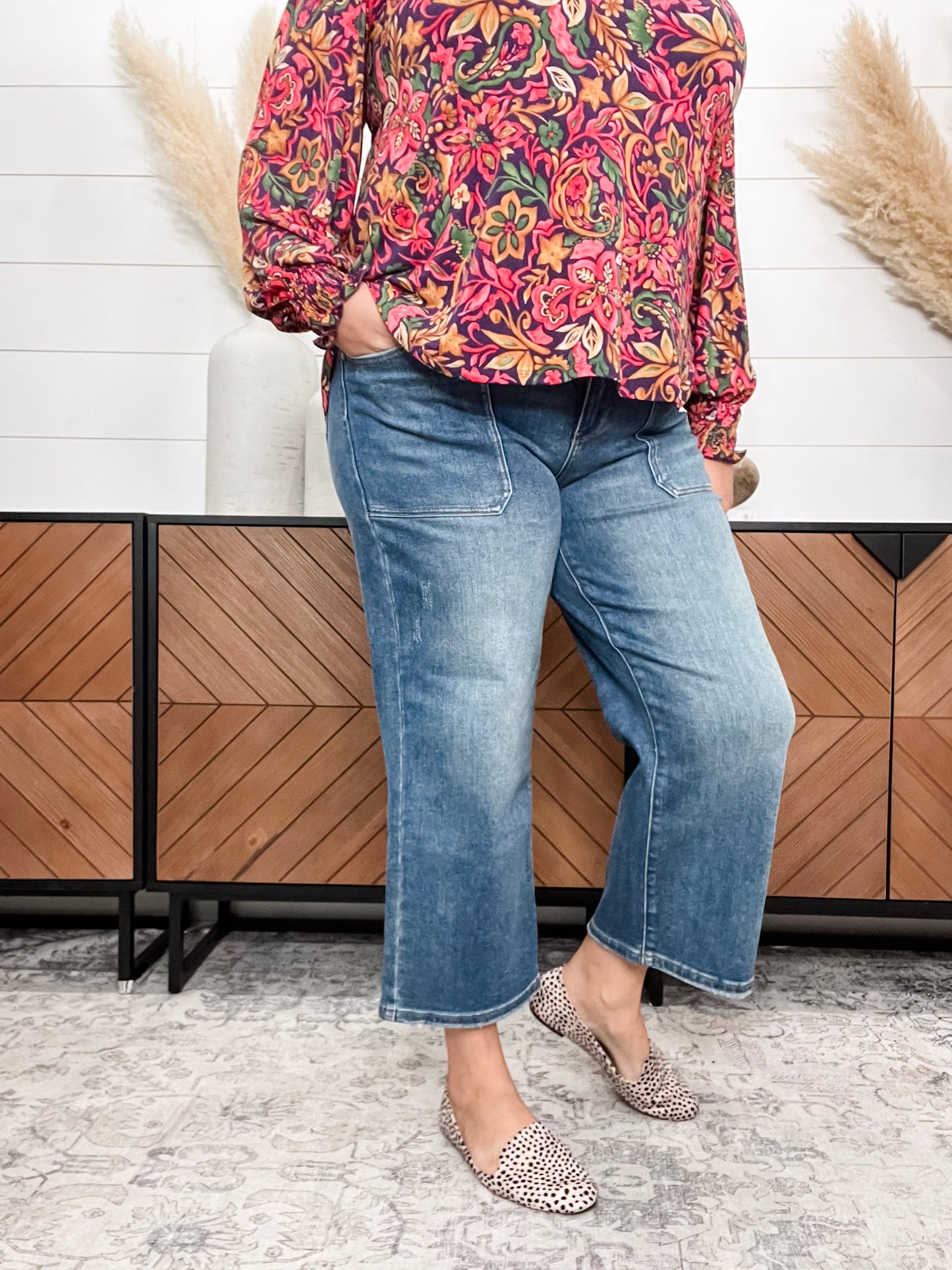 Judy Blue "Indifferent" Utility Pocket Wide Leg Crop