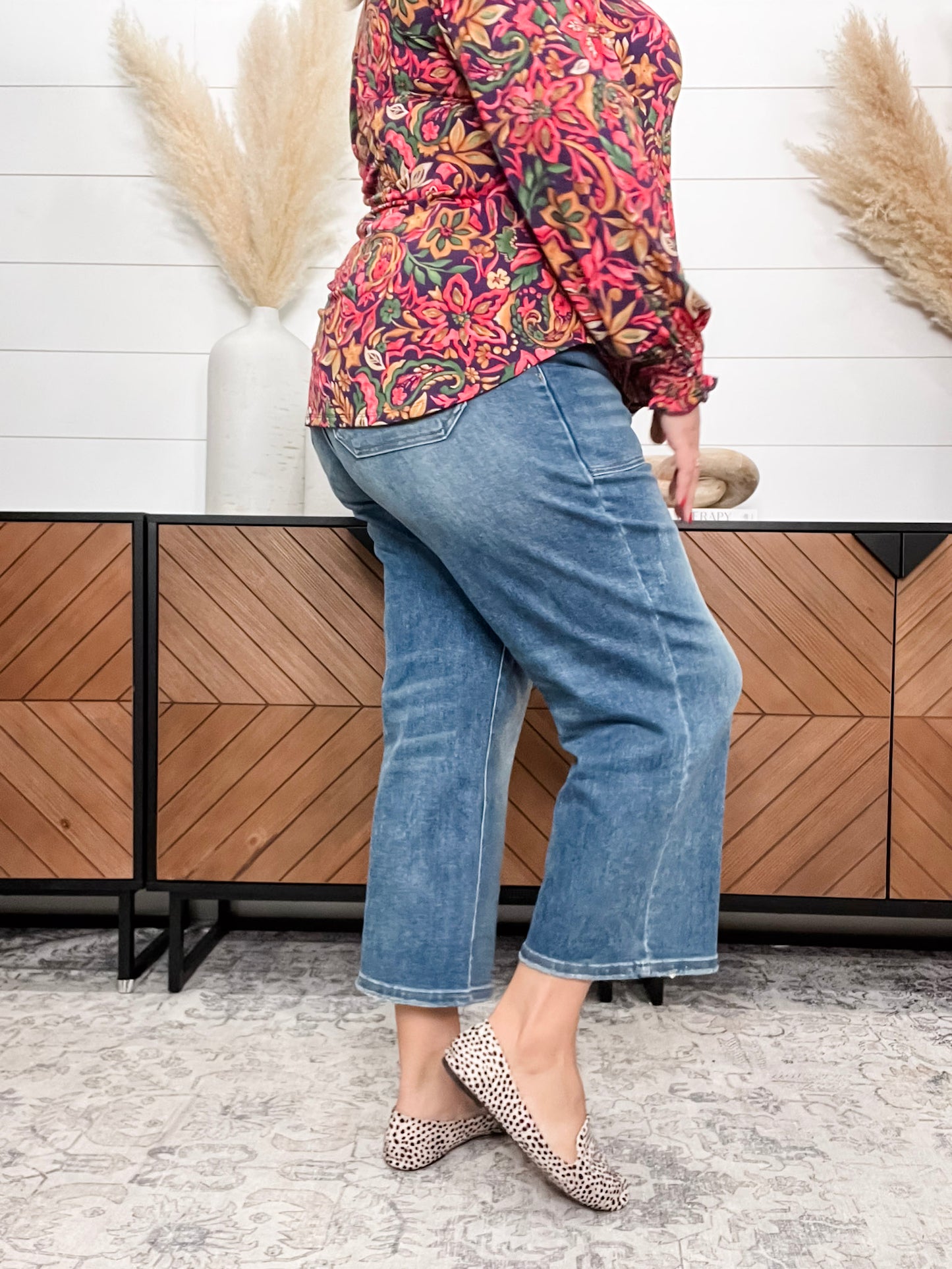 Judy Blue "Indifferent" Utility Pocket Wide Leg Crop