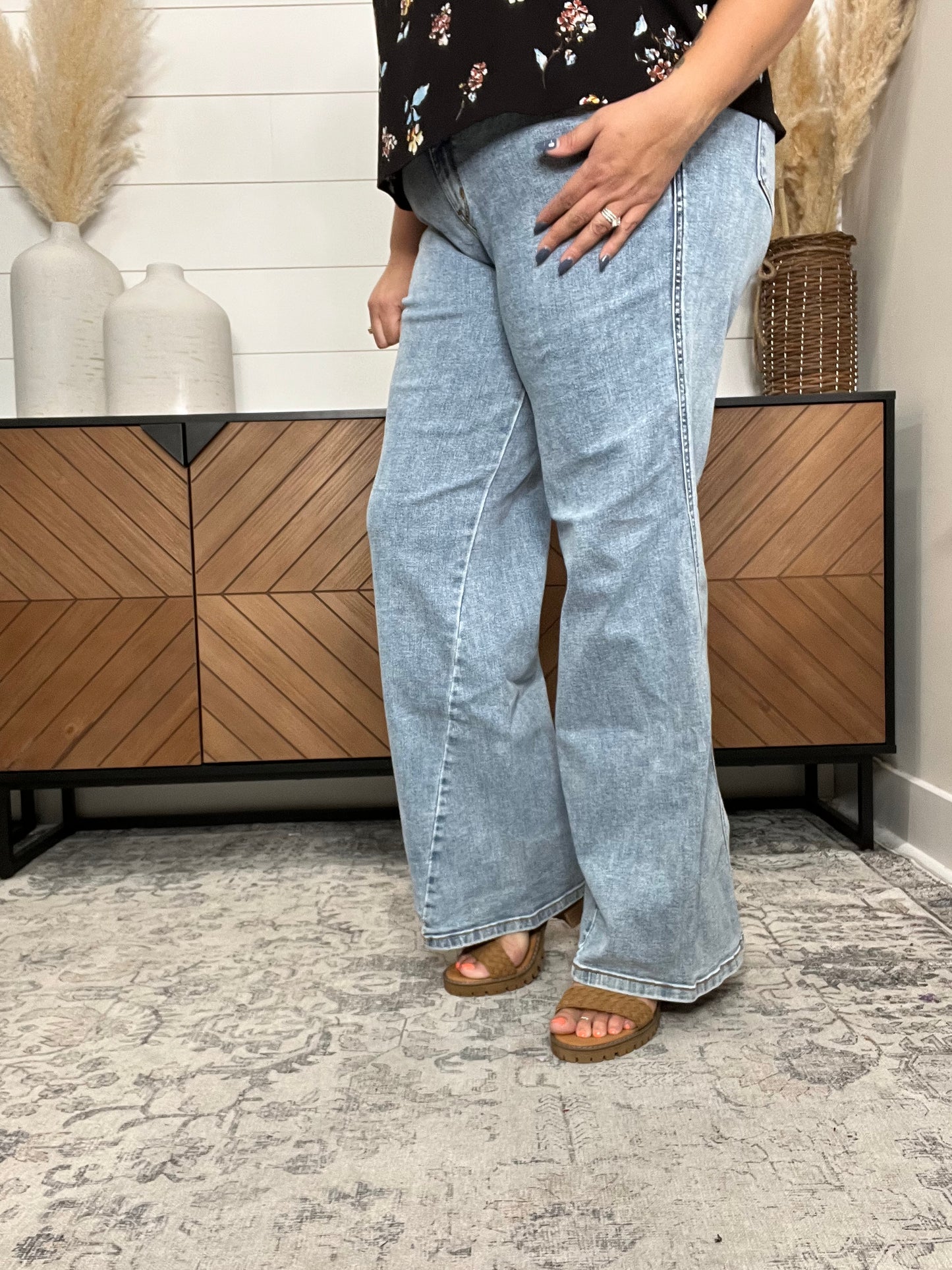 Judy Blue "Sideways" Retro Wide Leg Skewed Inseam