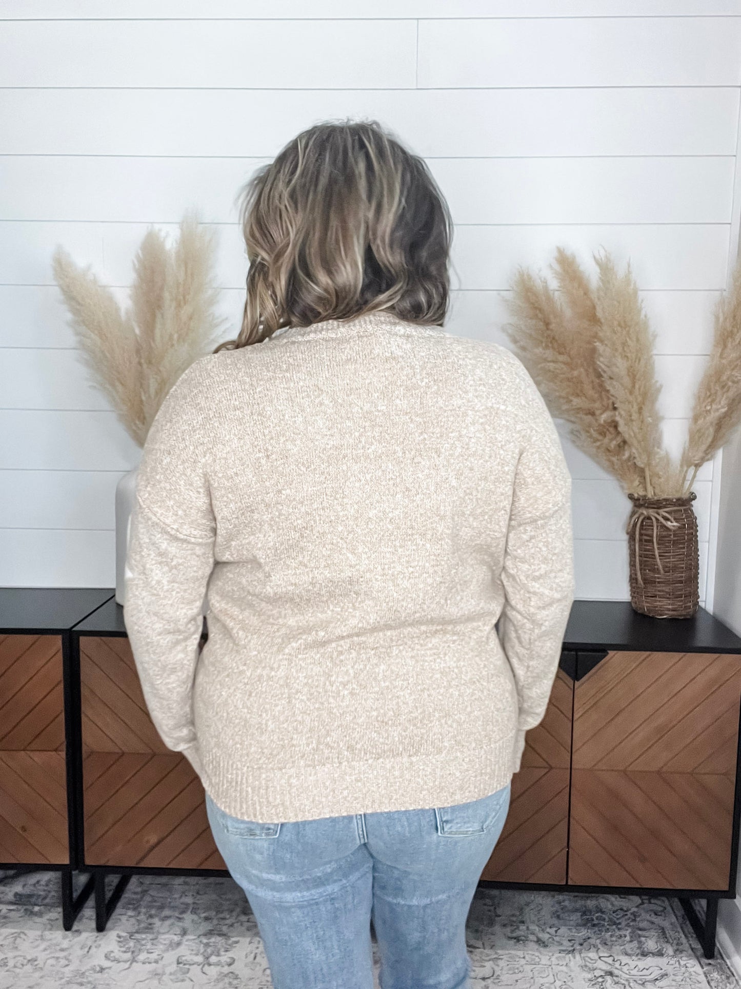 "Anarbor" Star Detail Long Sleeve Sweater