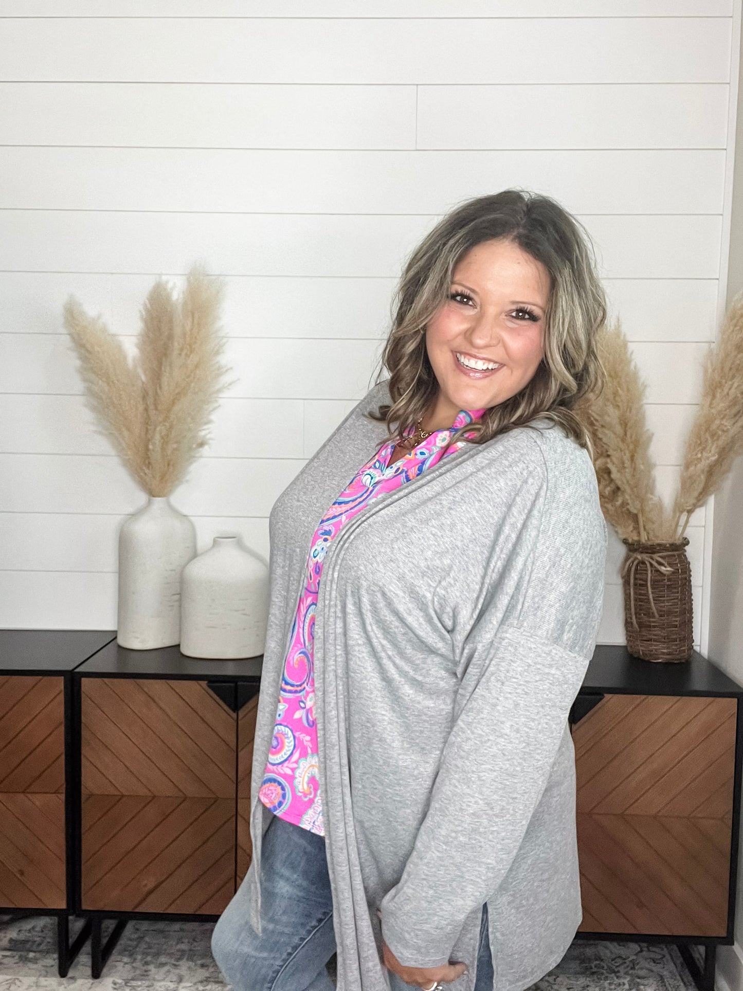 Ribbed Cardigan (Heather Grey)
