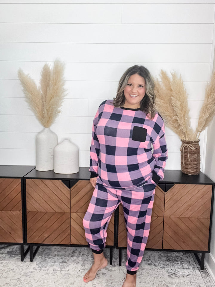 "Comfy" Plaid Lounge Set with Pockets