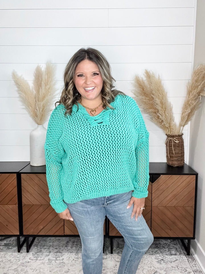 "Falcon" Loose Weft Hoodie with front tie detail