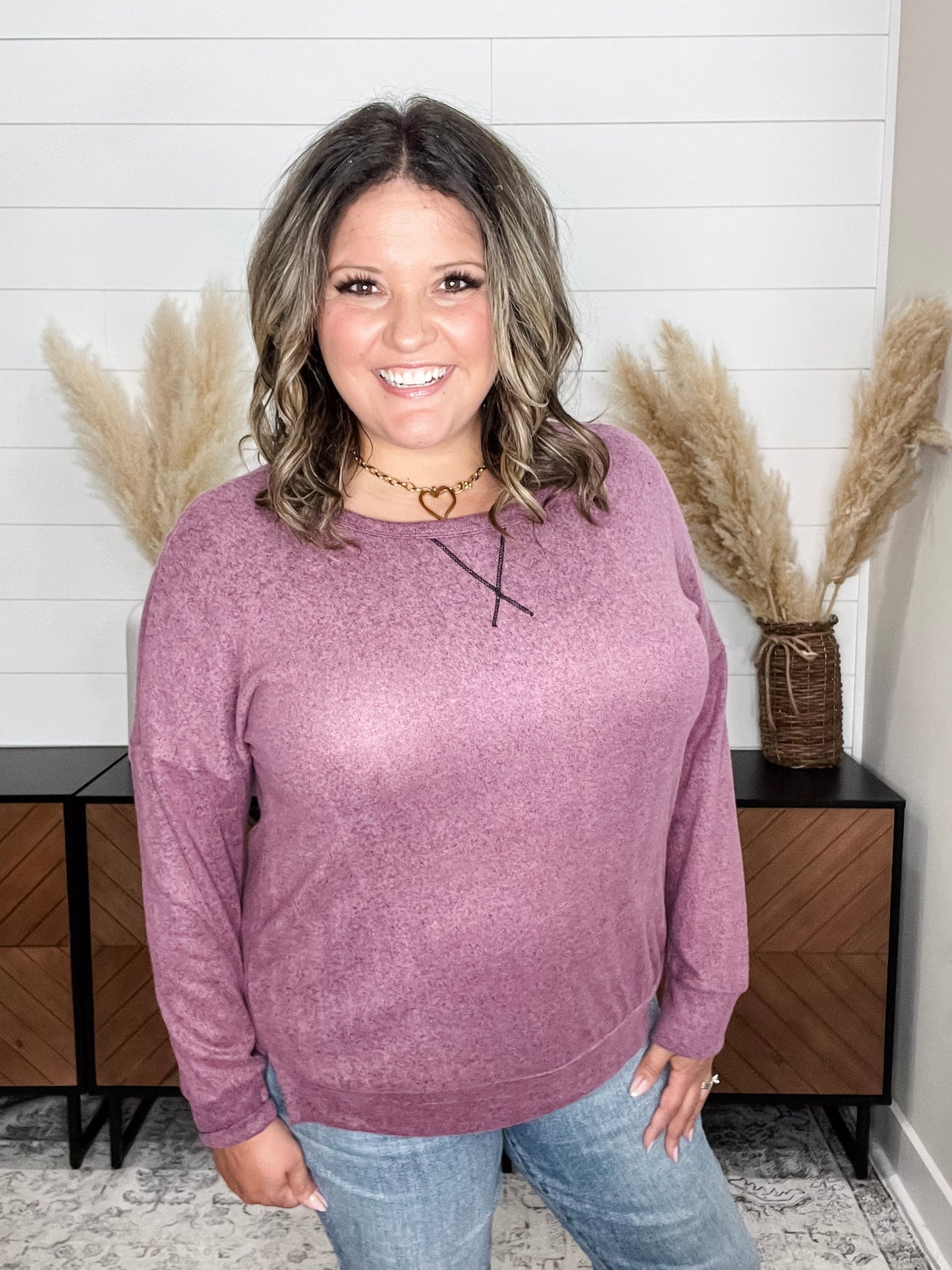 "Hopeful" Long Sleeve Weekender (Mauve)