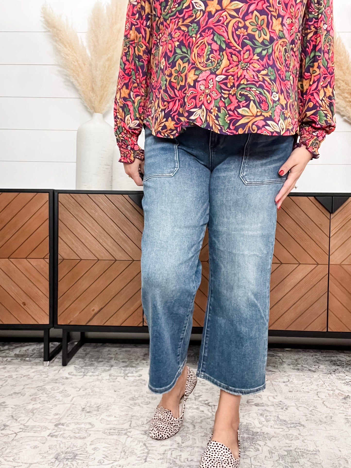 Judy Blue "Indifferent" Utility Pocket Wide Leg Crop