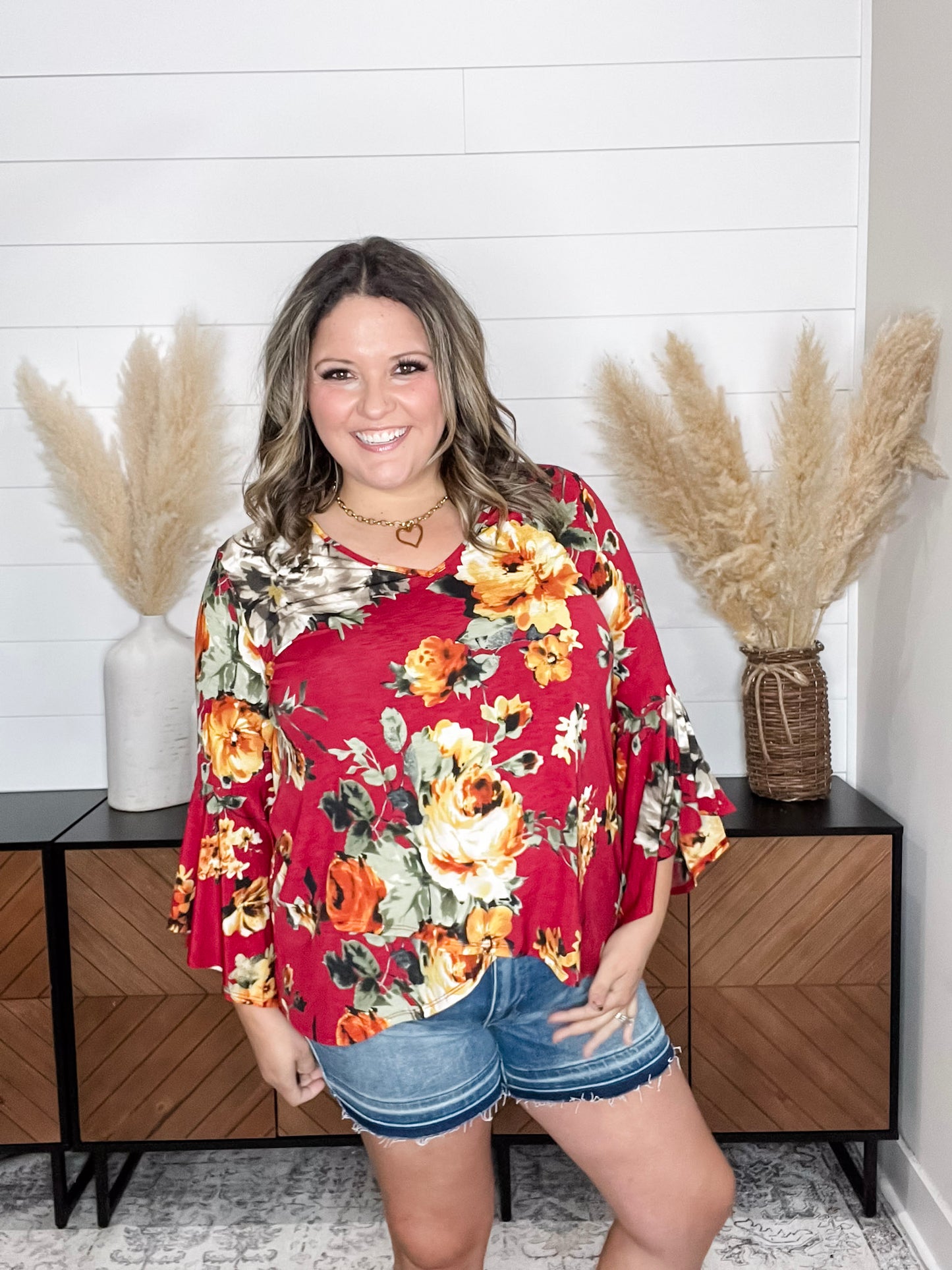 "Crisp" Bell Sleeve V Neck