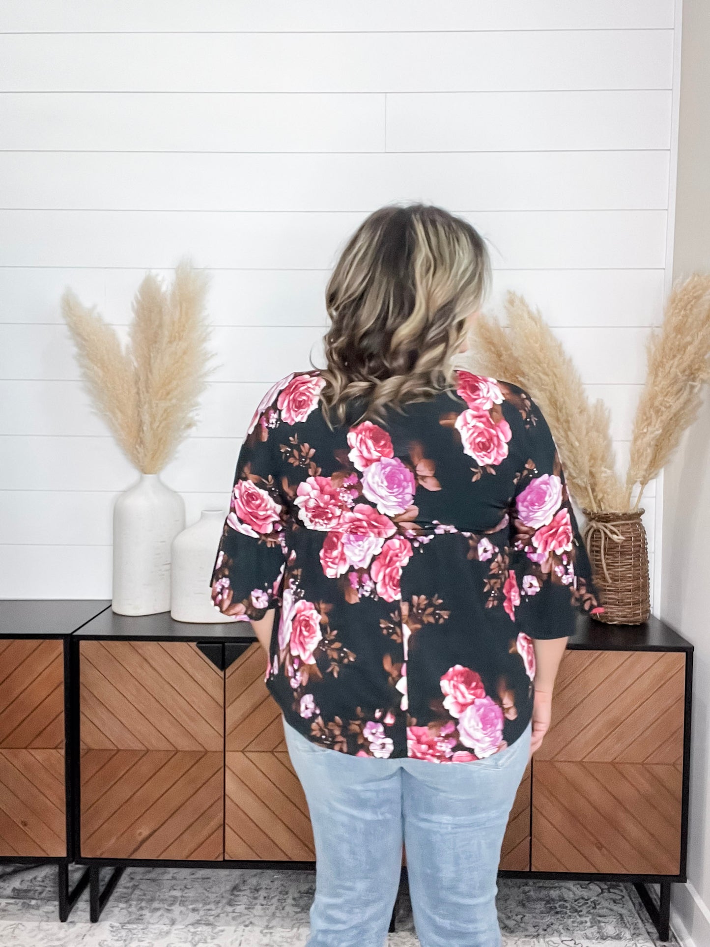 "Reva" Floral 3/4 Ruffle Sleeve Babydoll