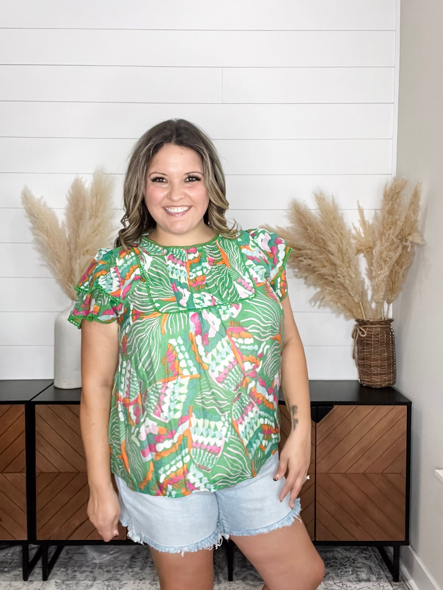 "Brisbane" Boxy Lined Double Ruffle Sleeve