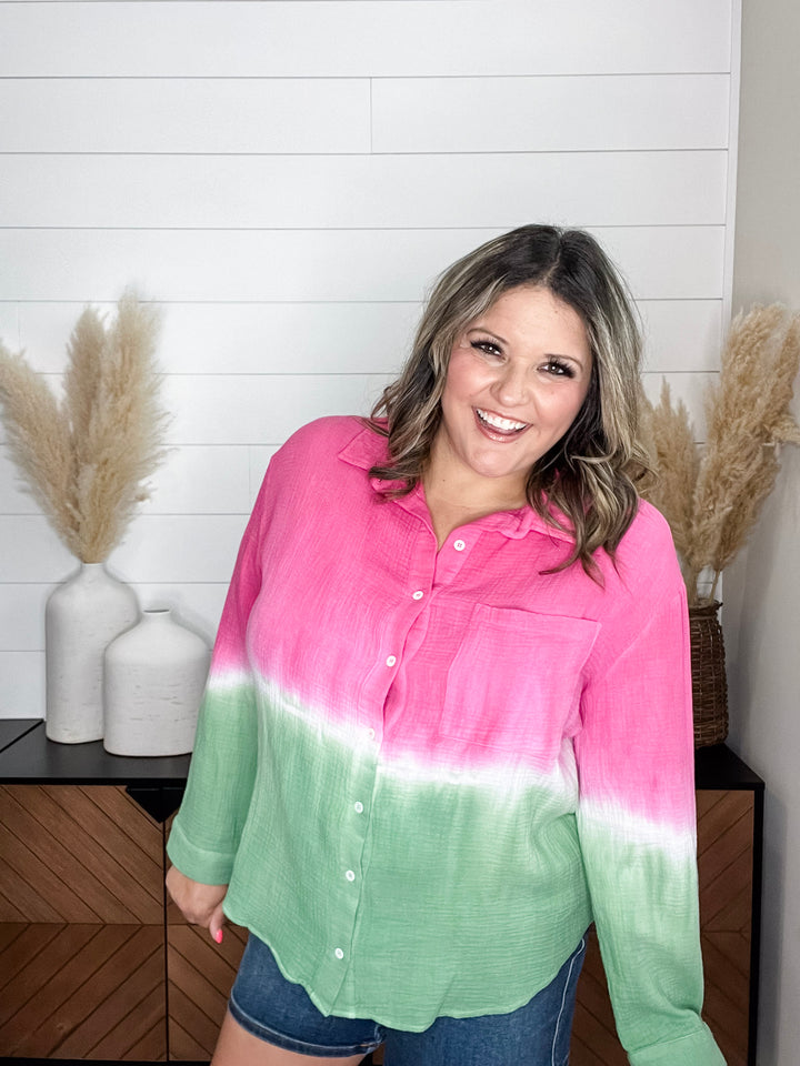 "It's A Wash" Long Sleeve Tie Dye Button Up