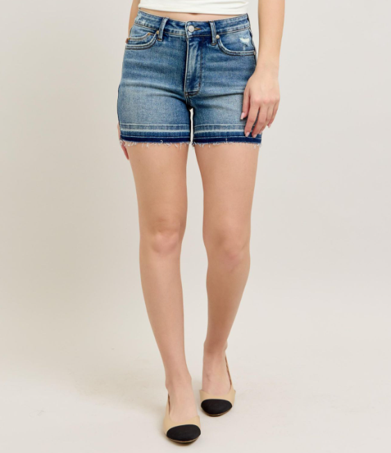 Judy Blue "Sugar High" Released Hem Tummy Control Shorts