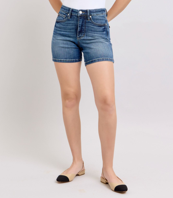 Judy Blue "Smooth Lady" Tummy Control Mid Thigh Jean Shorts