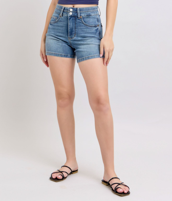 Judy Blue "Icy Hot" Tummy Control Cooling Denim Shorts