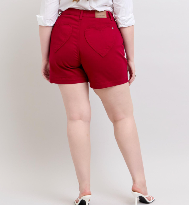 Judy Blue “In Love” Scarlet Red Heart Pocket Shorts
