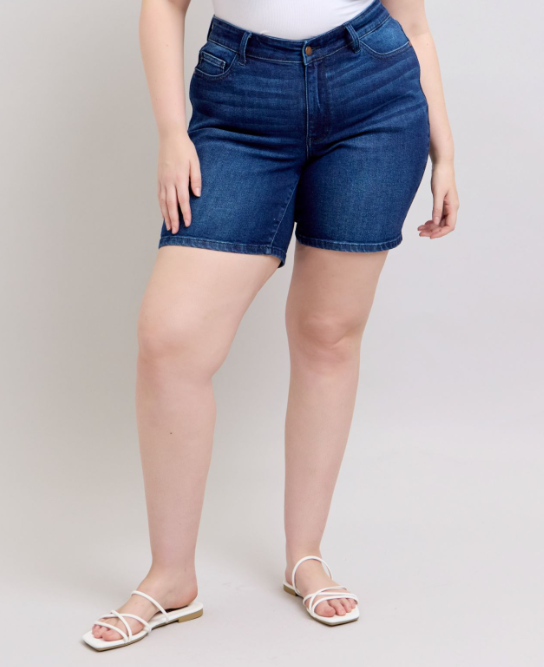Judy Blue "Spot On" Dark Wash Bermuda Shorts