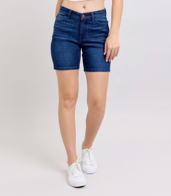 Judy Blue "Spot On" Dark Wash Bermuda Shorts