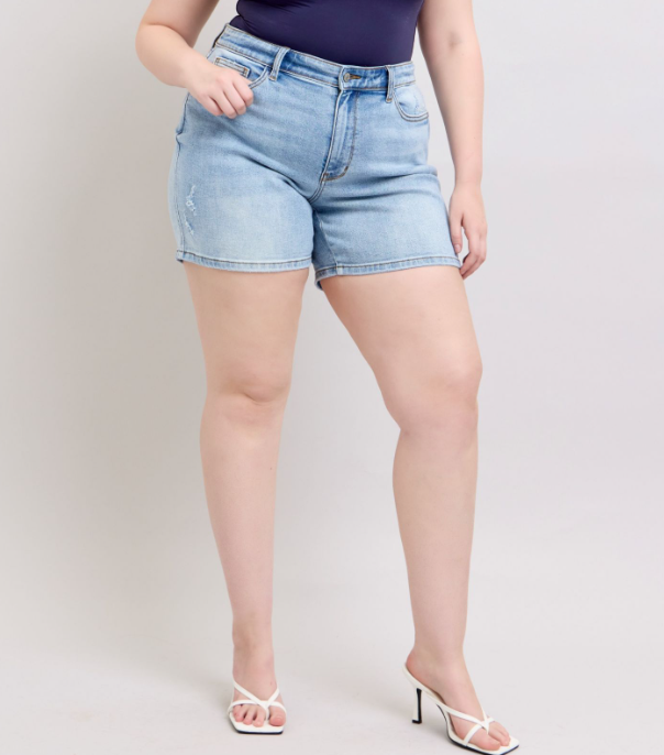 Judy Blue "Don't Get Caught" Vintage Light Wash Dad Shorts