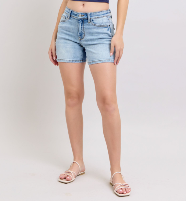 Judy Blue "Don't Get Caught" Vintage Light Wash Dad Shorts