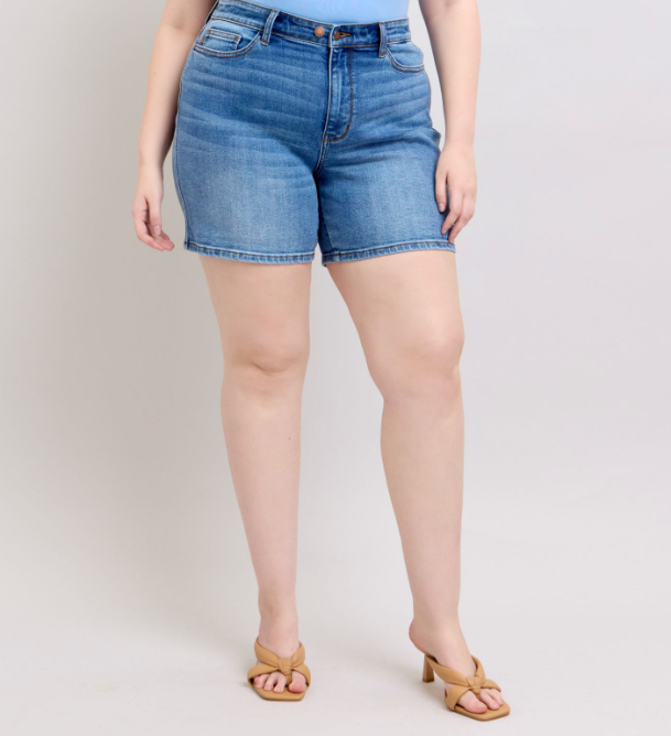 Judy Blue "He Said So" Mid Thigh Dad Shorts
