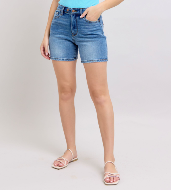 Judy Blue "He Said So" Mid Thigh Dad Shorts