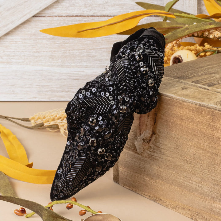 Beads and Sequins Headband (Black)